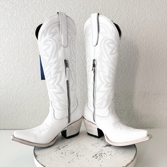 Lane MEGAN MORONEY Smokeshow Womens Cowboy Boots 5 White Western Cowgirl Tall - Picture 7 of 11